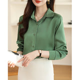 Spring And Autumn 2025 New Advanced Sensational Anti-Floored Wrinkled-Faced Shirt For Women's French Leisure Career Commuting Shirt HZ1208