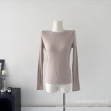 2025 New Model Knitted Long-Sleeved Women Hot To Sell The Basic Solid Color Bottom T-Shirt HZ1208