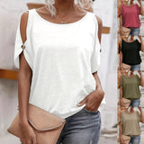 Ocean Riding Summer Wear Design Small Elegant Shoulder Hollow T-Shirt HZ1208