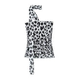 Spring 2025 New Women's Animal Print Pattern Net Tector-Smeared Tsets Half Dress HZ1208