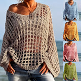 2025 New Sexy Hollow Knitted Sun Protection Shirt Holiday Knitted Jersey Women's Spring And Summer Outside The Beach Hoodie Tops HZ1208