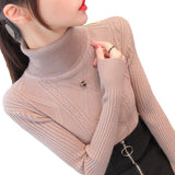 High-Necked Sweater Women's Autumn And Winter Set-Up Bottom Shirt 2025 New Fashion Knitting Top HZ1208