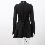 Sexy Women's New Long-Sleeved High-Collar Temperament Skirt HZ1208