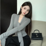 2025 Autumn And Winter Dress Alone Special Tight Bottom Shirt Top Dress Small Design Solid Color Long Sleeves With T-Shirts HZ1208