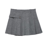 Autumn And Winter New Buckle Blended Coat 0034250 Wide Folded Skirt 0034251 HZ1208