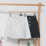 A-Word Bleed Dress Woman 2025 Winter New Korean Version Of The Splicing Double Buckle Pressure Folding Anti-Light Skirt 8991 HZ1208