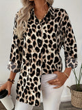 Autumn And Winter New Elegant Shirt Leopard Print Long-Sleeved Casual Holiday Shirt Top HZ1208