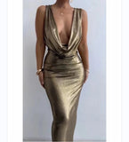 Sexy Women's New V-Neck Sleeveless Long Dress HZ1208