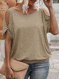 Ocean Riding Summer Wear Design Small Elegant Shoulder Hollow T-Shirt HZ1208