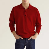 2025 Wish Autumn Long-Sleeved V-Neck Button Men's Casual Polo Shirt HZ1208