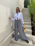 2025 Summer Leisure Wide Legs Burst Loose Casual Fashion Trousers Women HZ1208