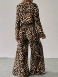 Spring 2025 New Leopard-Print Loose Comfortable Long-Sleeved Trousers Two-Set Ladies Suit HZ1208