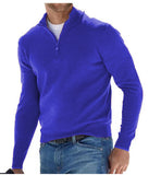2025 New Autumn Long Sleeve V-Neck Wool Woolen Zip-Up Men's Casual Polo Shirt HZ1208