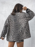 2025 New Retro Leopard Print Niche Collar Denim Jacket Spring Fashion Loose Trend Jacket HZ1208