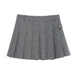 Autumn And Winter New Buckle Blended Coat 0034250 Wide Folded Skirt 0034251 HZ1208