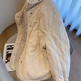 Design Sense Lints Spliced Broken Flower Lingge Cotton Coat Women's New Relaxed Leisure Cotton Coat In Winter HZ1208