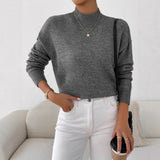 Temperament V-Neck Long-Sleeved Open-Shirted Women's Sweater Bump-Colored Bag Side With Pocket Casual Coat HZ1208