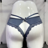 Squeak Low-Waisted T-Trousers Sexy Trousers Cotton Crotch Breathable Fine Strip Metal Hanging Water Drill Tong Trousers HZ1208