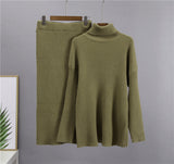 Pit Bar Half-Dress High-Necked Sweater Suit Women Loose Warm Jacket Sweater Two Sets Of Burst HZ1208