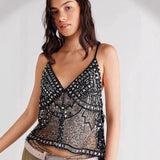 Women's New Sexy Butterfly Print Blouse V-Neckless Small Vest HZ1208