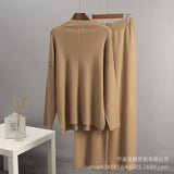 2025 Hot Sales Solid-Color Suit Women Irregular Open Fork Top + Wide Leg Pants Leisure Loose New HZ1208