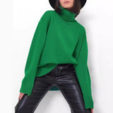 Hot Selling Solid Women's Knitting Knitting Jacket High-Collar Sweater Loose 066 HZ1208