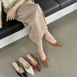 Autumn 2025 New Bag Head Half Slippers French Fairy Style Mary Jane Shoes Dress Low Heel Bow HZ1208