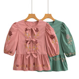 2025 Women's New Embroidered Short-Sleeved Shirt 9242 HZ1208