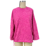 Autumn New Hottie Feng Shui Wash Old Fried Snowflake Hole Burrowing Women's Round Collar Cover Long Sleeve HZ1208