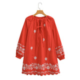 2025 Women's New Flower Embroidery Casual Sleeve Dress 9241 HZ1208