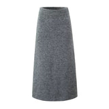 New Temperament Gray V-Neck Long-Sleeved Knitwear In Autumn 2025 + High-Waisted Knitted Half-Dress Suit HZ1208