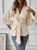 New Elegant V-Neck Long-Sleeved Shirt Autumn Shirt HZ1208