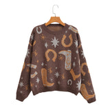 2025 Women's New Round-Neck Long-Sleeved Silk Knitted Sweater 221279 HZ1208