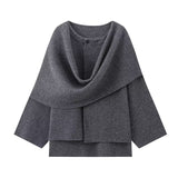 Explosion New Women's Clothing With Asymmetric Scarf Short Knitted Coat HZ1208