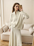 Hot Loose Knitted Suit Women 2025 Autumn And Winter New Zipper Sweater + Fishtail Skirt HZ1208