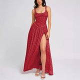 Sexy Women's New Sexy Sling U Tie Dew Back Perspective Chiffon Dress HZ1208