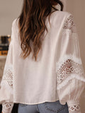 Holiday Hot Sale Of New Hook And Flower Hoodie Women's Sexy Hollow Horn Sleeve Lace Shirt Top HZ1208