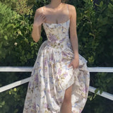 New Sex-Emotional Casual Slings Elegant Print-Docked Back Dress HZ1208