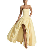 Yellow Sleeveless Bra With Irregular Floral Boobs Ponve Ponve Pendulum Dress Dress Temperament Dress HZ1208