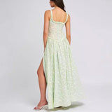 Sexy Women's New Sexy Sling U Tie Dew Back Perspective Chiffon Dress HZ1208