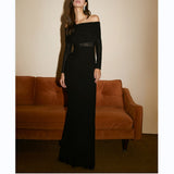 Sexy Women's New Shoulder Repair Dress Net Sleeve High-End Dress Dress HZ1208