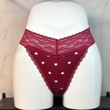 Comfortable Breathable Cotton Splicing Lace T-Shirts Heart-Shaped Printed Cotton Lace Side Plus-Size Low-Rise T-Sants Ladies Trousers HZ1208