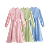 2025 Women's Body Texture Collar Long-Sleeved Dress 4960 HZ1208