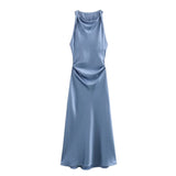 Spring New Silk-Shythm-Suffless Dress 8372090 HZ1208