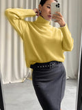 Autumn And Winter Pure Color Short High-Collar Sweater Women's Loose Leisure Knitting Shirt 2025 New Thicker Top HZ1208