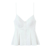 V-Neck Slings Sexy Dew Single-Dripple Broad-Folded Skirt-Up Short-Form Women's Vest 2178083 HZ1208