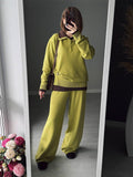 Autumn And Winter Solid-Color Lap-Over Sweater Set Women's Loose Knit Polo Collar Sweater Broad Leg Pants Two-Set HZ1208