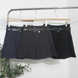 Spring And Summer Women's Retro Modern Hit Color Clear Line Pressure Skirt Anti-Light Short Skirt With Belt 8299 HZ1208