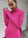 Hot Multi-Color High-Necked Solid-Color Sweater Women Loose Collar Collar Collar Women's Clothing 66 HZ1208