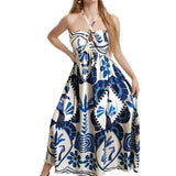Women's Clothing 2025Ins Summer New Printing Neck-Suck Sexy Dress HZ1208